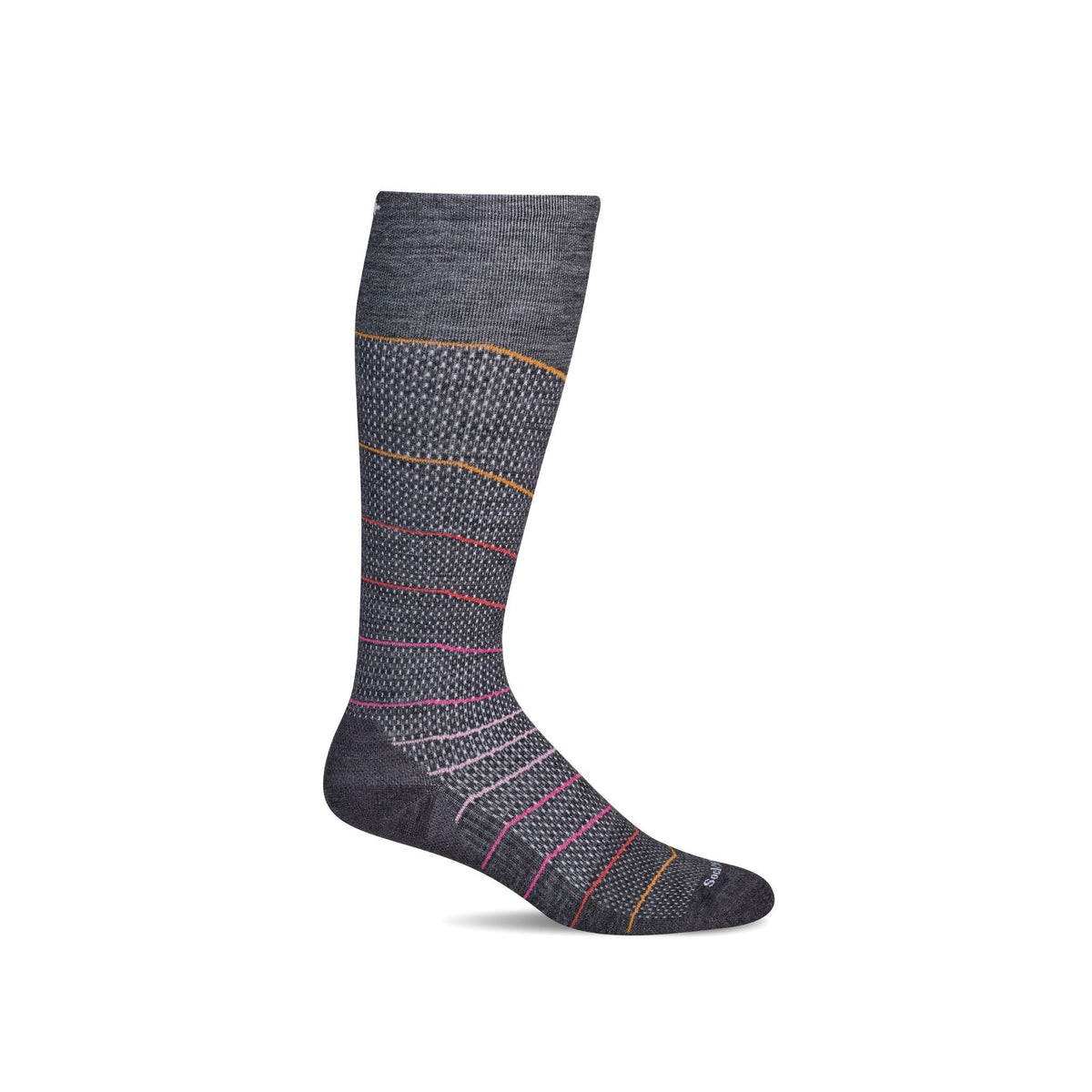 ソックウェル INTERVAL KNEE HIGH チャコールのストライプ柄ソックス単体