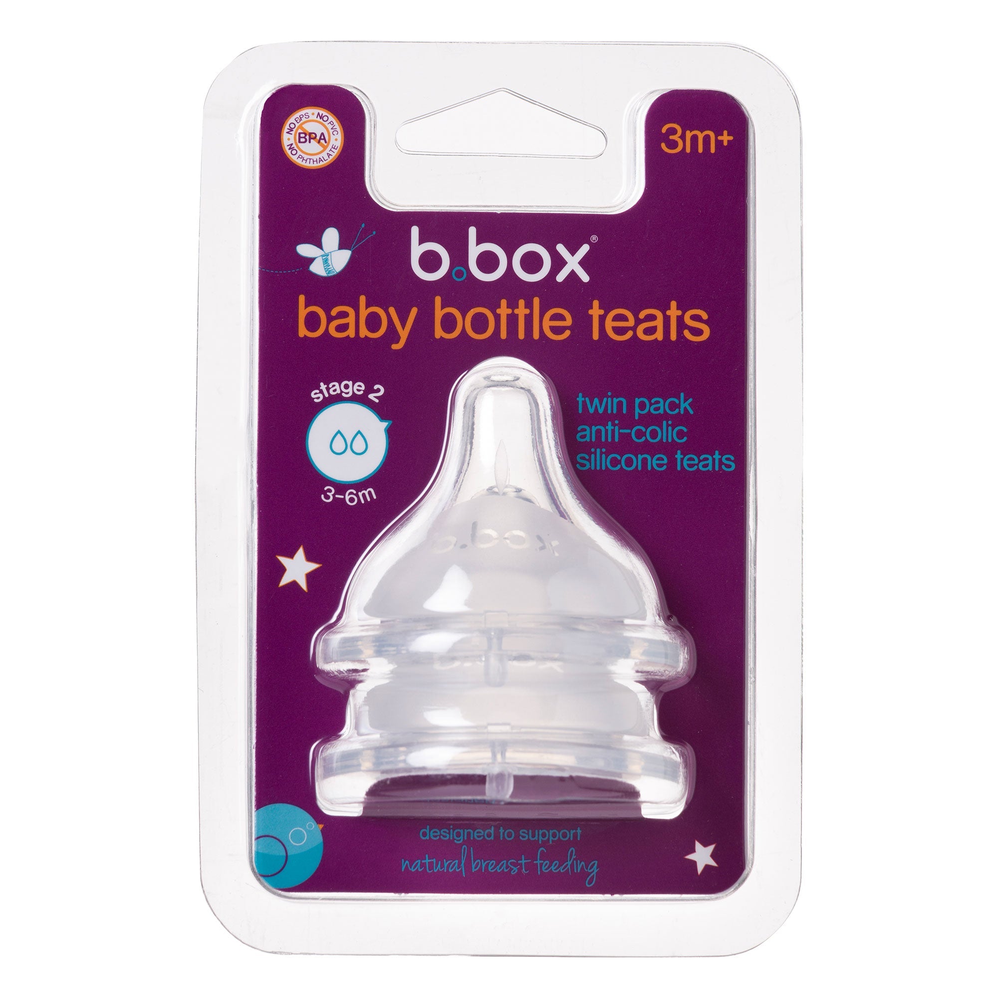 2 Pack Baby Bottle Anti-Colic Teat - stage 2