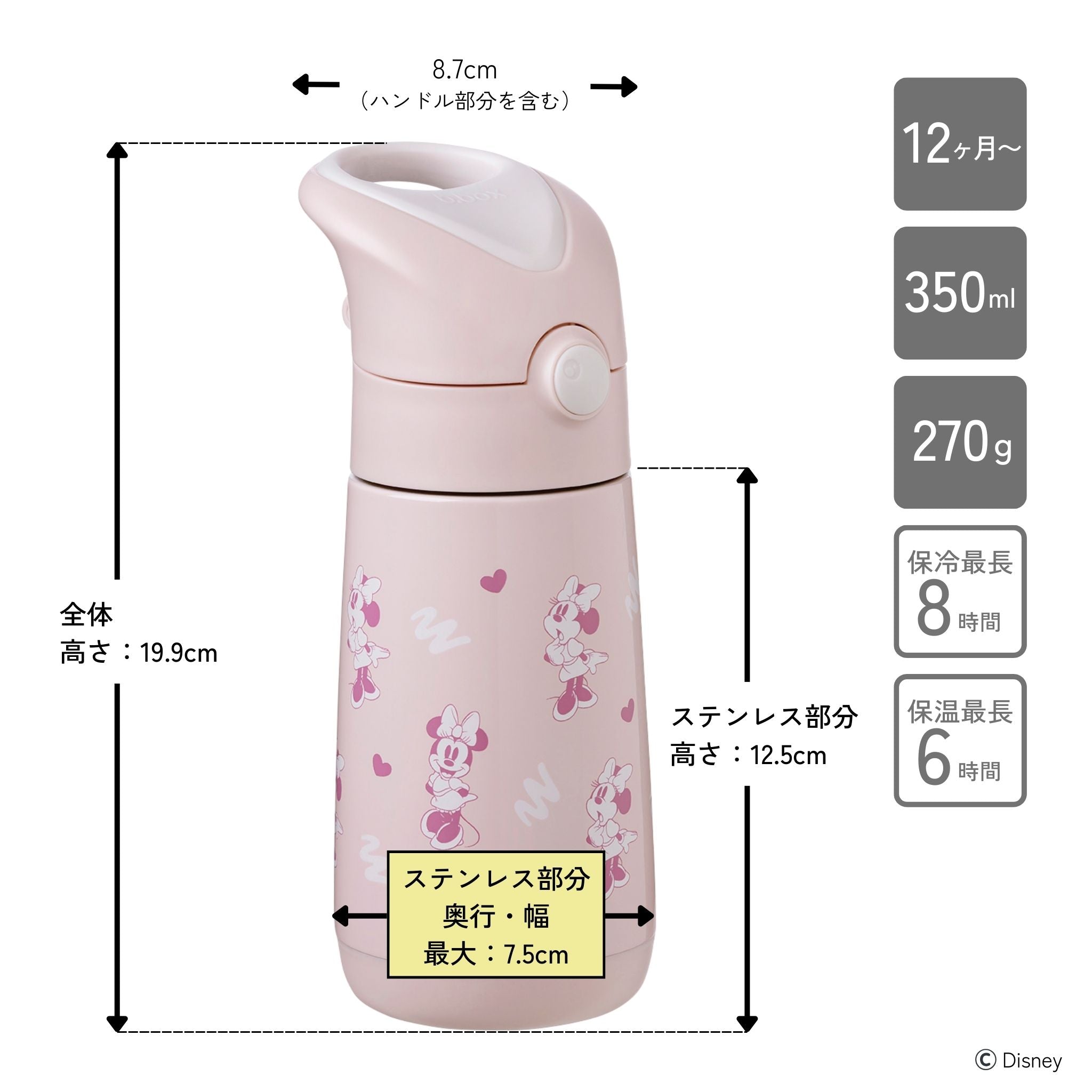 350mL Disney Insulated Drink Bottle - Minnie Soft