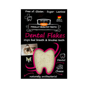 パッケージ入りのQCHEFS Dental Flakesを正面から見た様子