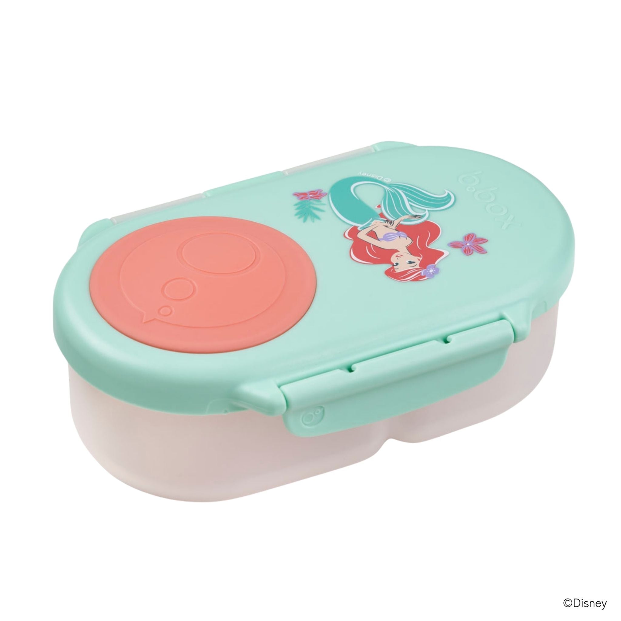b.boxのコンパクトサイズのお弁当箱スナックボックスにリトル・マーメイド「アリエル」のイラストがプリントされている
