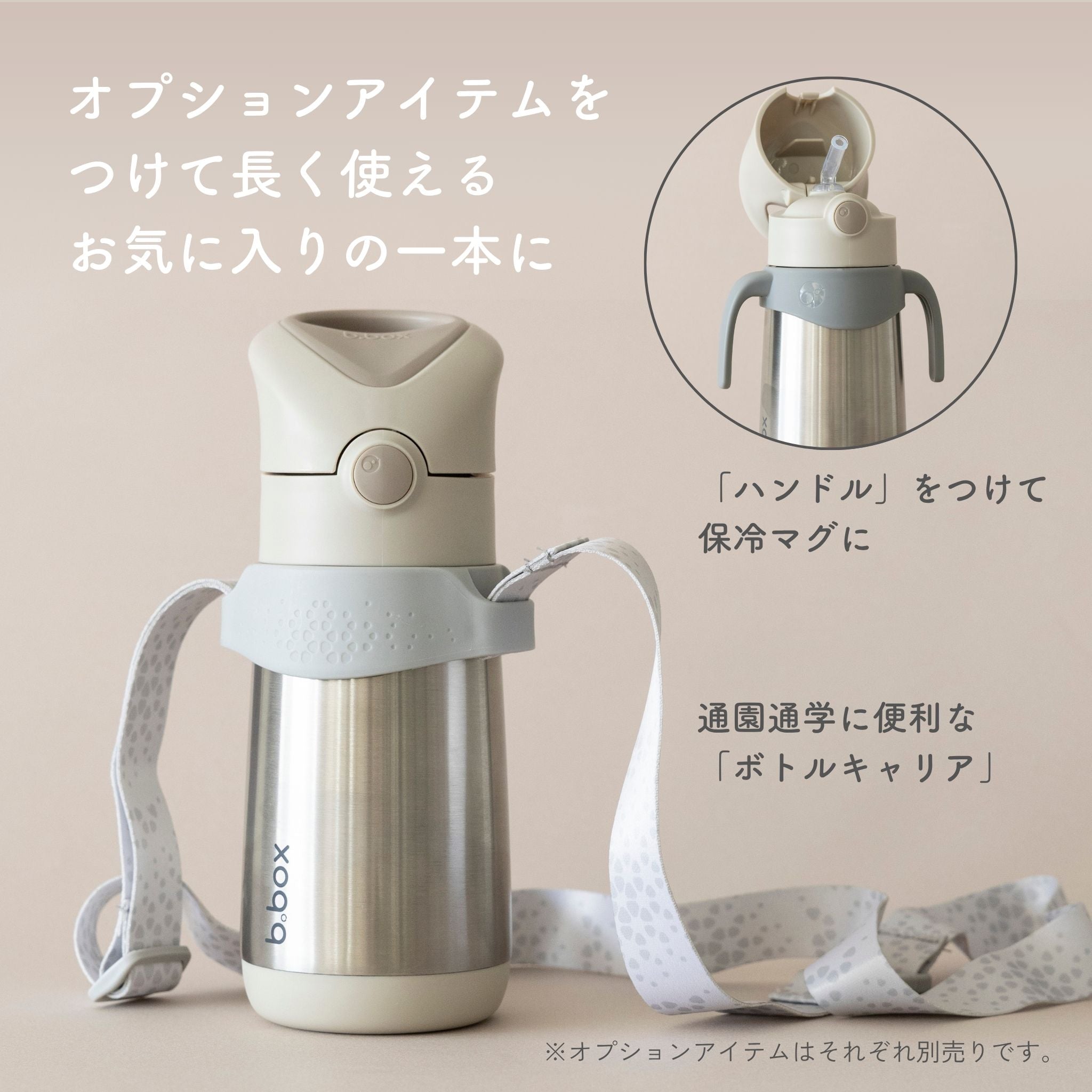 成長に合わせて使い分けられる子供用水筒
 保冷マグとしても使える オプションアイテム
